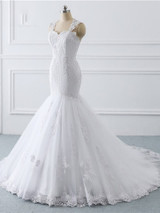 Mermaid Wedding Dress 2021 keyhole Back Long Robe de mariee Lace Appliques Bride Dress