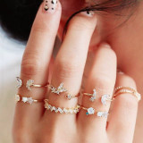 Crystal Star Moon Ring Set
