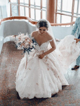 onlybridals  Off the Shoulder Ivory Lace Long Wedding Dress