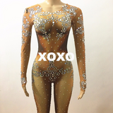 Sexy Glitter Rhinestones Bodysuit Sexy Dance Costume