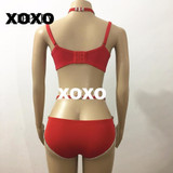 Sexy Rhinestones Pink Bikini Bra & Top