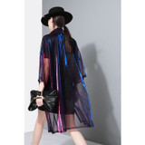 Holographic Rainbow Metal Sheer Mesh Dress Festival Clothing
