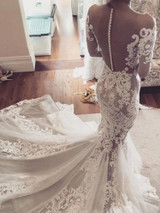 onlybridals  Ivory Wedding Dress Lace Ivory Long Sleeves Wedding Dress
