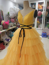 onlybridals  Spaghetti straps Backless Prom Dress, Tiered Tulle Evening Party Gowns