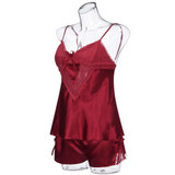 Women's Sleepwear Sexy Satin Sling Lingerie Lace Bowknot Nightdress