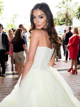 onlybridals Yellow Tulle Sweetheart A-Line Long Prom Dress