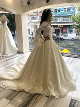 onlybridals Gown V-Neck Long Sleeve Exquisite Lace Wedding Dress Bridal Gown