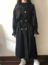 Fashion Fall Winter casual cotton trench coat with sashes oversize vintage long coats overcoats