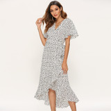 Summer Beach Maxi Dress Women Floral Print Boho Long Dress Ruffles Wrap Casual V-Neck Split Sexy Party Dress Summer Beach Maxi Dress Women Floral Print Boho Long Dress Ruffles Wrap Casual V-Neck Split Sexy Party Dress