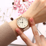Top Style Fashion Women's Luxury Leather Band Analog Quartz Wrist Watch Golden Ladies Watch