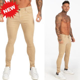 Men Elastic Waist Skinny Jeans Men Stretch Ripped Pants Streetwear Mens Denim Jeans Blue