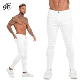 Men Elastic Waist Skinny Jeans Men Stretch Ripped Pants Streetwear Mens Denim Jeans Blue