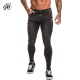 Men Elastic Waist Skinny Jeans Men Stretch Ripped Pants Streetwear Mens Denim Jeans Blue