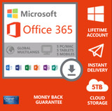 Office 365 2019 Account For all Languages Works on 5 Devices + 5TB OneDrive Storage Microsoft /lifetime Account