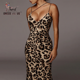 Leopard and Snake Print Spaghetti Strap Midi Dress For Women
