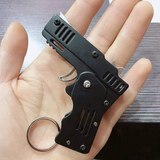 Mini Folding Rubber Band Gun Toy Keychain