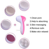 5 in1 Electric Face Cleaner with brushes personal care acne Facial Massager women skin soft machine beauty tools.