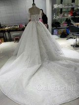 onlybridals Luxury 3D lace A-line wedding dress 2021 romantic beading tulle collar wedding bridal dress