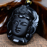 Natural Obsidian Buddha Pendants Necklace