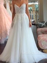 onlybridals Off-the-shoulder suspender lace halter wedding dress beach wedding dress