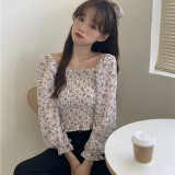Women Floral Print Pleated Blouses