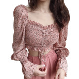 Women Floral Print Pleated Blouses