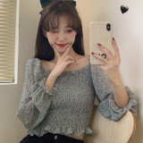 Women Floral Print Pleated Blouses