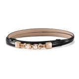 Elegant Patent Leather Adjustable Luxury Cowskin Thin Belts For Women