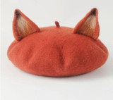 Hat vintage ear hat true real woolen  beret manual wool beret Women Hat