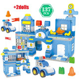 137pcs Creative Large Particle Building Blocks Duploed Deformation City Police Station Car Figures big Bricks Toys for Kid