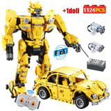 1124pcs City Mechanical Hornet Robot Vehicle Building Blocks Technics RC Remote Deformation Car Bricks Toys for Boys