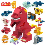 117-257PCS Duploed Series City DIY Building Blocks Creative Animals Dinosaurs Elephant Big Particle Figures Bricks Children Toys