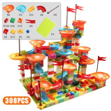 77-308PCS Marble Race Run Big Block Compatible Duploed Building Blocks Funnel Slide Blocks DIY Big Bricks Toys For Children gift