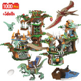 1000pcs Creative Dinosaur Series Tree House Model Building Blocks Jurassic World Park Figures Bricks Toys For Boys Gifts