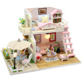 DIY Dollhouse With Furnitures Doll House Miniature Wooden House Waiting Time Coffee House Toys For Children Birthday Gift M033