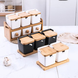 3pcs/set salt bottle ceramic seasoning jar