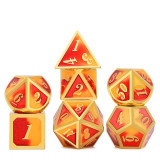 Orange Flame Metal Dice Set