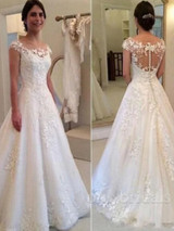 onlybridals  ound Neck Rustic Wedding Dress Lace Bridal Gown
