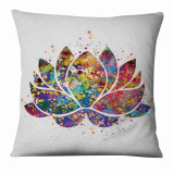 Yoga Art Painting Thin Linen Cushion Decorative Pillow Watercolor Zen Pillowcase Home Decor Sofa Throw Pillow Almofadas 45*45cm