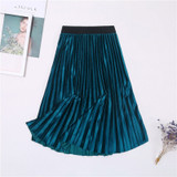 Autumn Winter Long Skirt Women Streetwear High Waisted Skinny Velvet Skirt Female Ladies Pleated Skirts Elegant Maxi Women Skirt