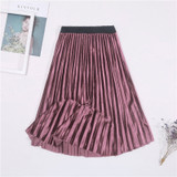 Autumn Winter Long Skirt Women Streetwear High Waisted Skinny Velvet Skirt Female Ladies Pleated Skirts Elegant Maxi Women Skirt
