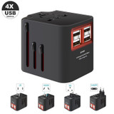 Worldwide Plug Adapter With 4 Port USB Fast Charger And A Surge Protector