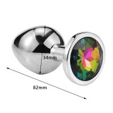 Runyu Intimate Metal Anal Plug With Crystal Jewelry Smooth Butt Plug Anal Bead Anus Dilator Anal Toys for Men/Women
