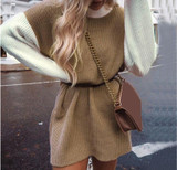 Turtleneck  Color Block Knitted Pullover Sweaters