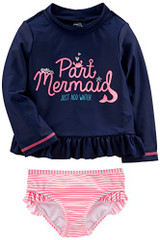 Simple Joys by Carter's Baby Girls' Toddler 2-Piece Rashguard Set, Navy/Pink, 3T