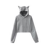 Cat Ear Crop Hoody - Cotton