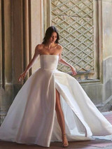 onlybridals A-line Wedding Dress Ivory Satin Wedding Gowns Elegant Long Sleeve Bride Dress Abito