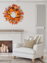 45cm Autumn Wreath Christmas Decoration Thanksgiving Garland Window Restaurant Home Maple Leaf Decoration Wreath Door