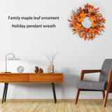 45cm Autumn Wreath Christmas Decoration Thanksgiving Garland Window Restaurant Home Maple Leaf Decoration Wreath Door