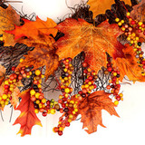 45cm Autumn Wreath Christmas Decoration Thanksgiving Garland Window Restaurant Home Maple Leaf Decoration Wreath Door